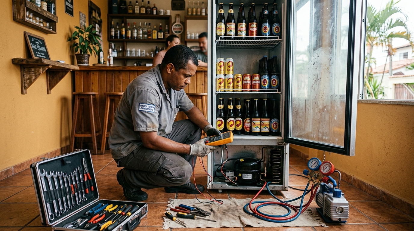 Substituição do termostato de uma cervejeira em Piracicaba‑SP